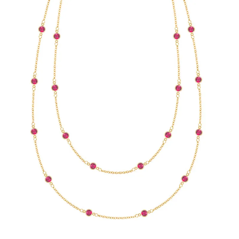 Personalized Bayberry Birthstone Long Necklace in 14k Gold sold by Haverhill