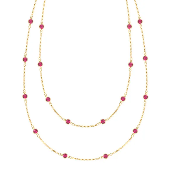 Personalized Bayberry Birthstone Long Necklace in 14k Gold sold by Haverhill
