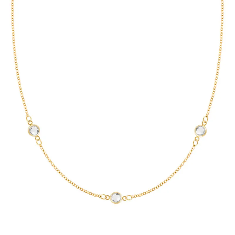Personalized Classic 3 Birthstone Necklace in 14k Gold sold by Haverhill