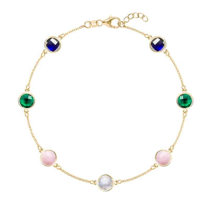 Personalized Grand 7 Birthstone Bracelet in 14k Gold sold by Haverhill