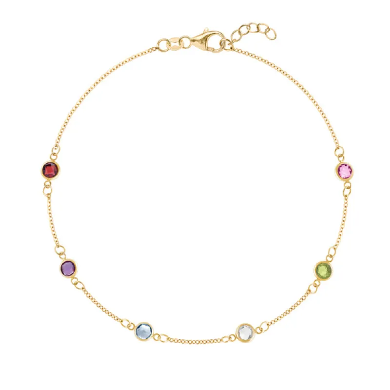 Personalized Classic 6 Birthstone Bracelet in 14k Gold sold by Haverhill