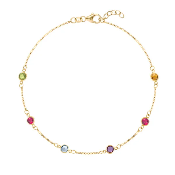 Personalized Classic 6 Birthstone Bracelet in 14k Gold sold by Haverhill