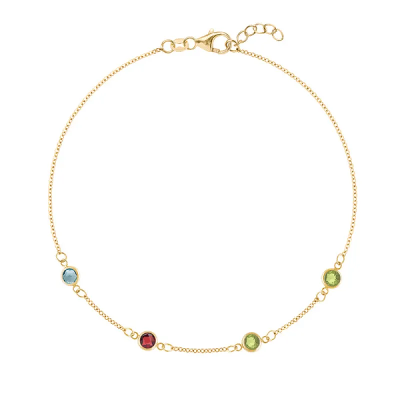 Personalized Classic 4 Birthstone Bracelet in 14k Gold sold by Haverhill