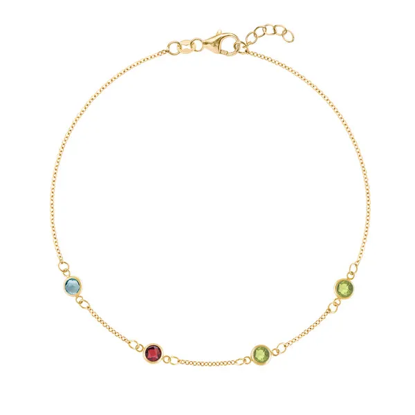Personalized Classic 4 Birthstone Bracelet in 14k Gold sold by Haverhill