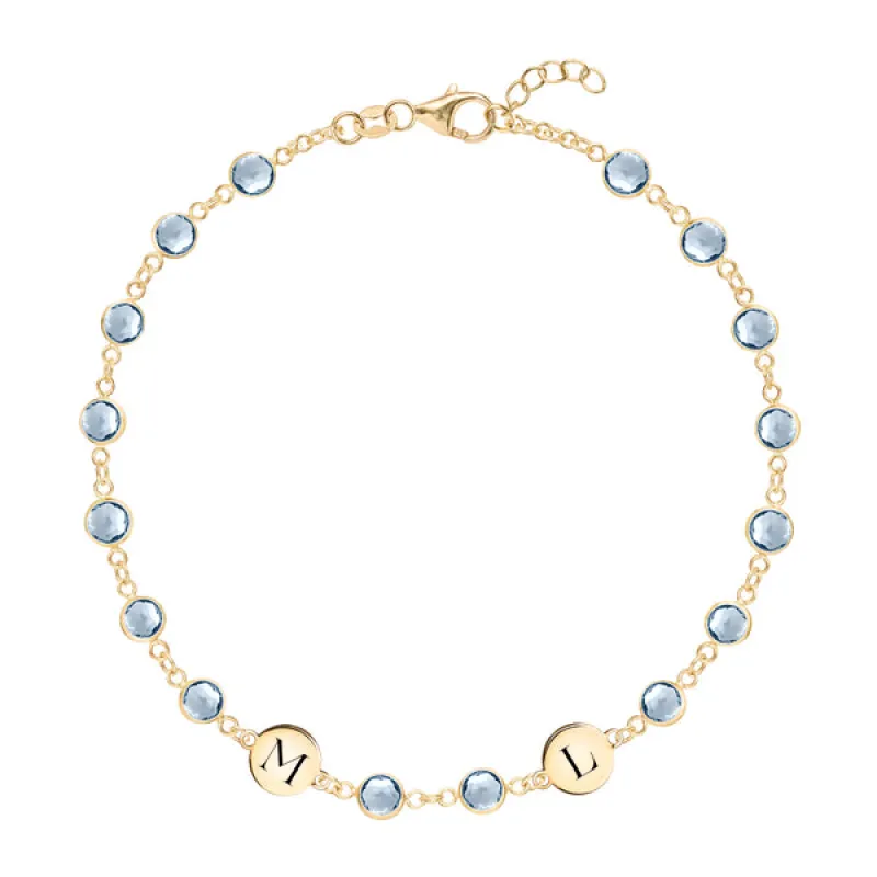 Personalized Newport 2 Letter Birthstone Bracelet in 14k Gold sold by Haverhill
