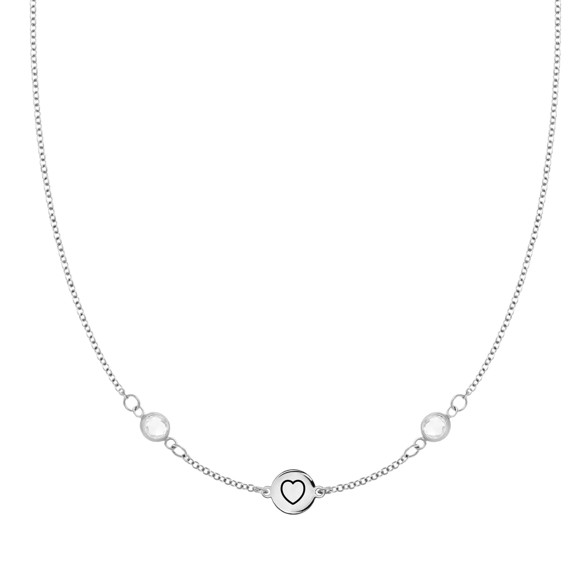 Personalized Heart Disc & Classic 2 Birthstone Necklace in 14k Gold sold by Haverhill product image thumbnail 5