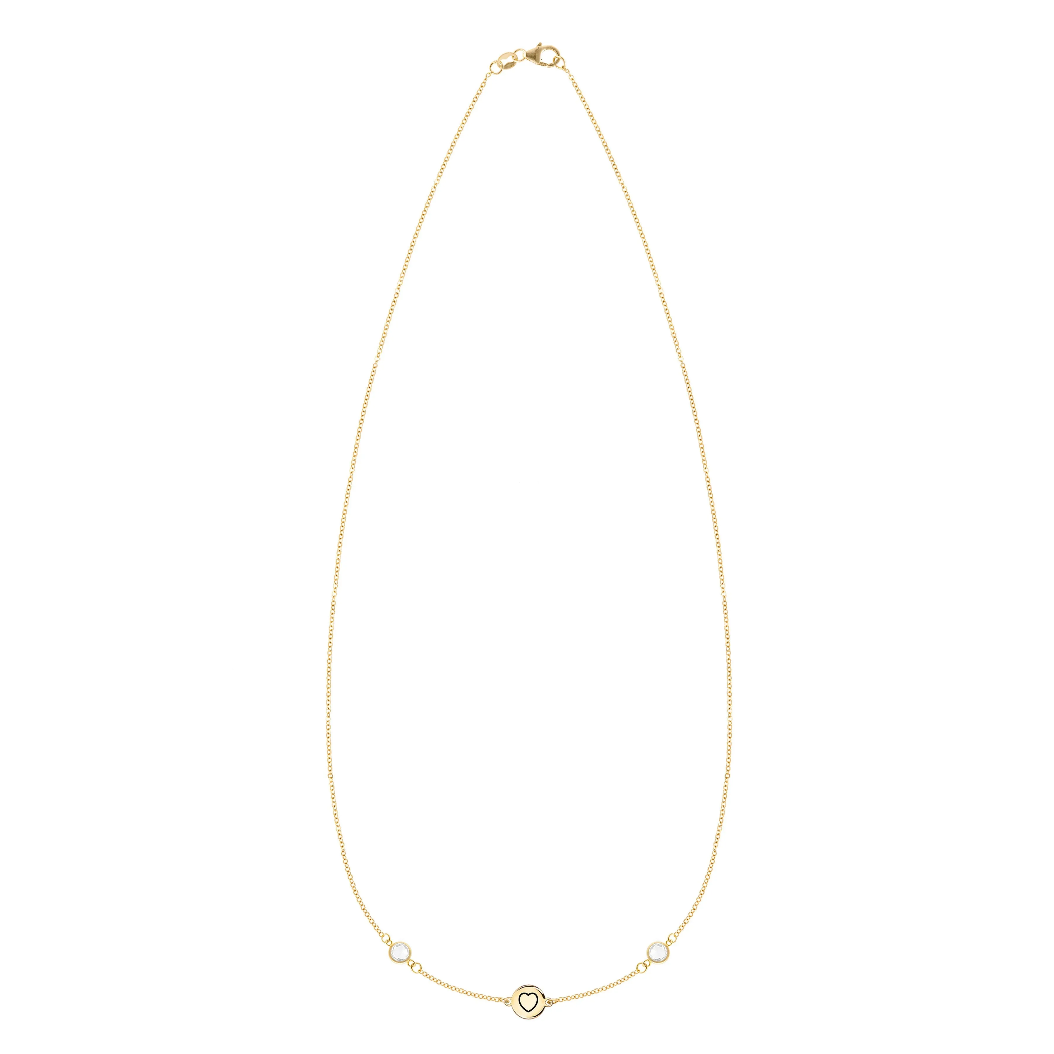 Personalized Heart Disc & Classic 2 Birthstone Necklace in 14k Gold sold by Haverhill product image thumbnail 3