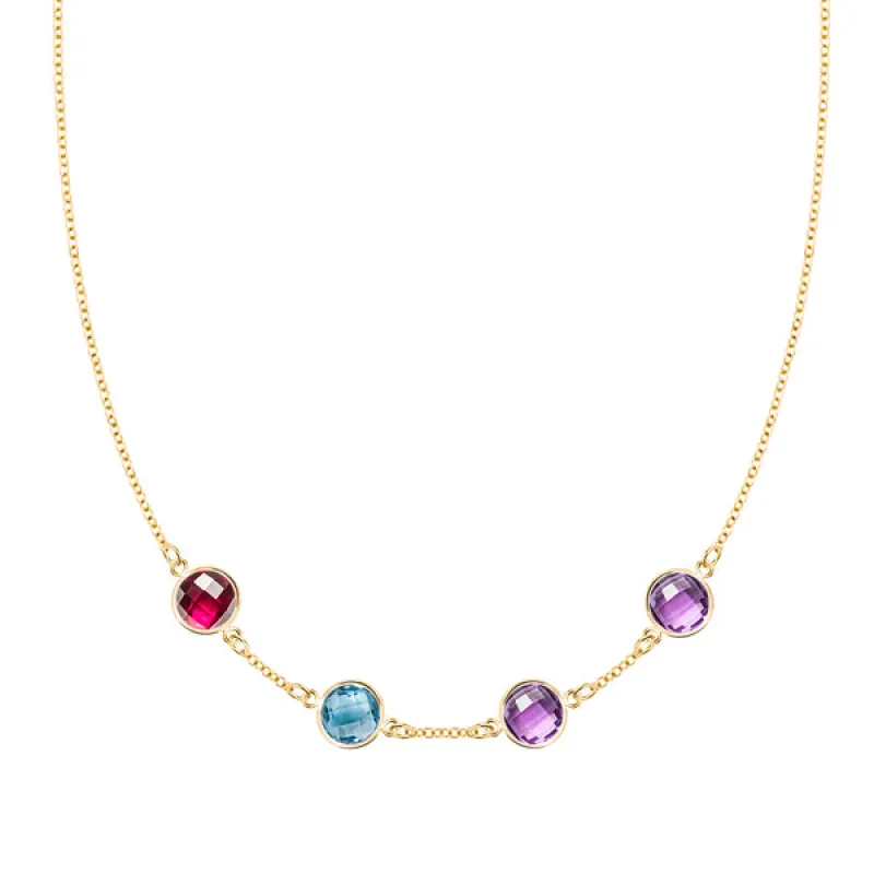Personalized Grand 4 Birthstone Necklace in 14k Gold sold by Haverhill