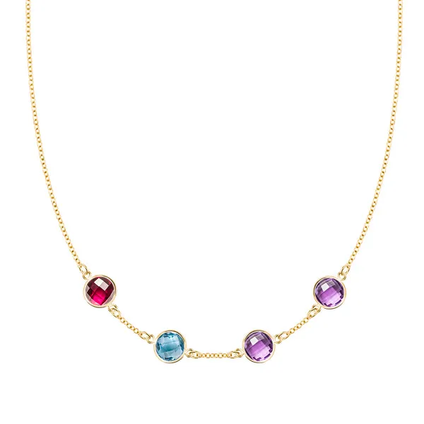 Personalized Grand 4 Birthstone Necklace in 14k Gold sold by Haverhill