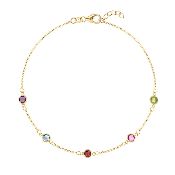Personalized Classic 5 Birthstone Bracelet in 14k Gold sold by Haverhill