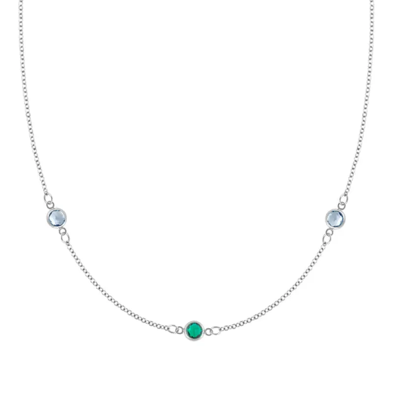 Personalized Classic 3 Birthstone Necklace in 14k Gold sold by Haverhill