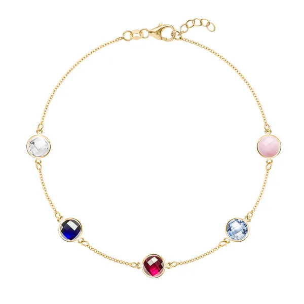 Personalized Grand 5 Birthstone Bracelet in 14k Gold sold by Haverhill