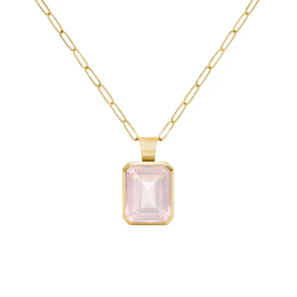 Warren Rose Quartz Pendant in 14k Gold (October) sold by Haverhill