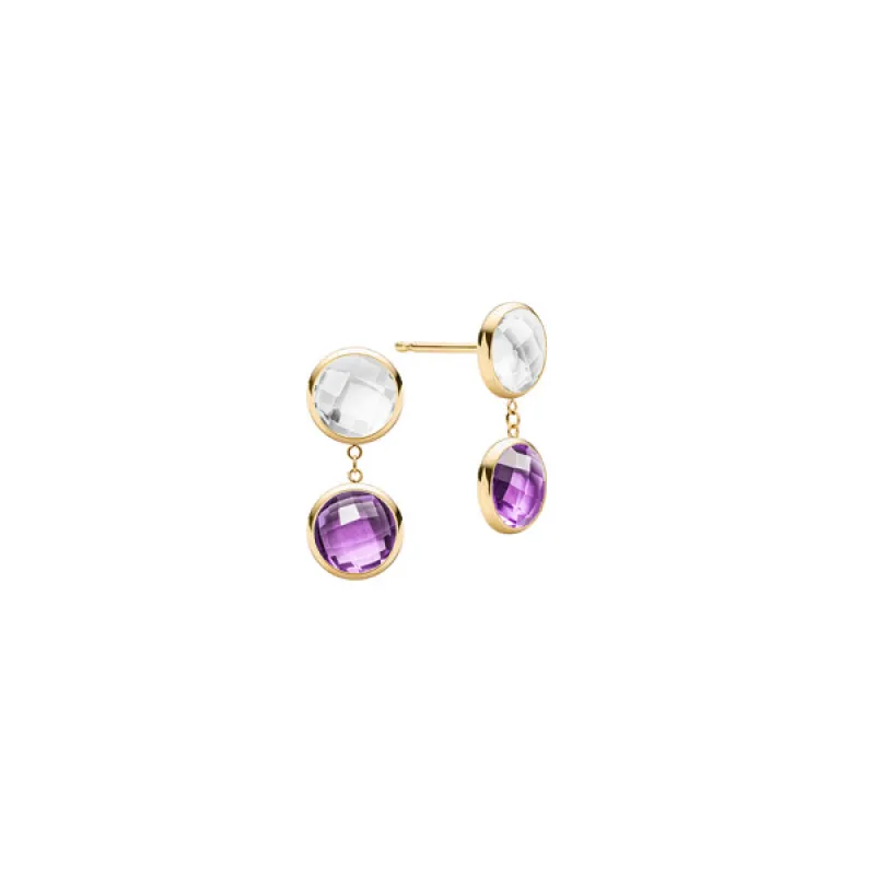 Personalized Grand 2 Birthstone Earrings in 14k Gold sold by Haverhill