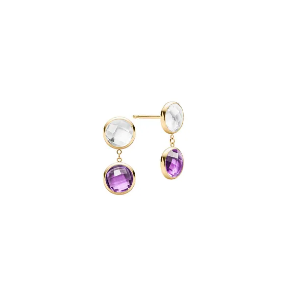 Personalized Grand 2 Birthstone Earrings in 14k Gold sold by Haverhill