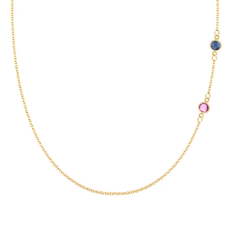 Personalized Classic 2 Birthstone Necklace in 14k Gold sold by Haverhill