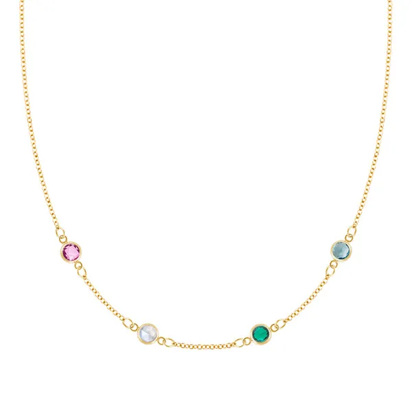 Personalized Classic 4 Birthstone Necklace in 14k Gold sold by Haverhill