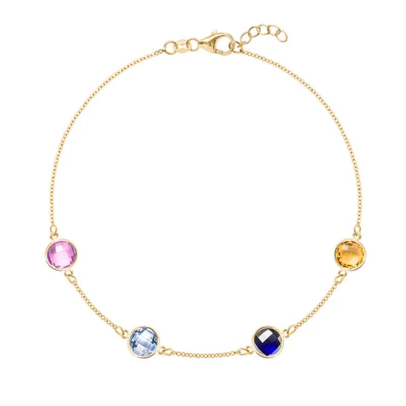 Personalized Grand 4 Birthstone Bracelet in 14k Gold sold by Haverhill