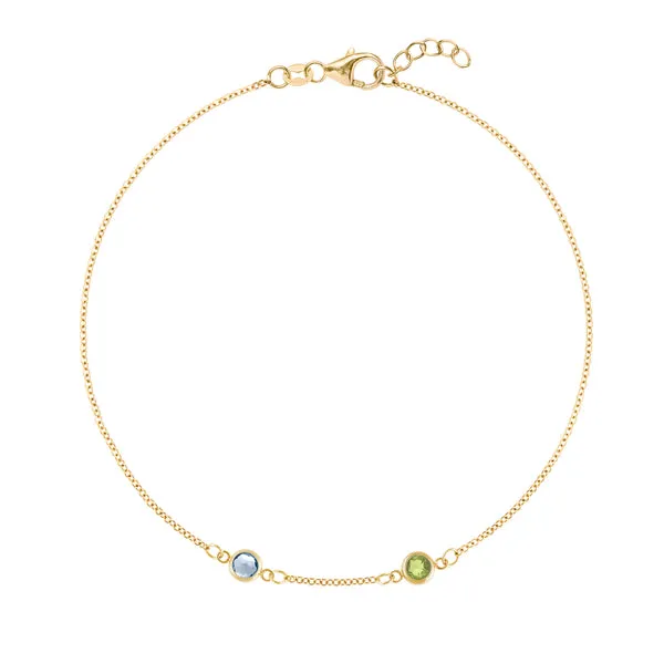 Personalized Classic 2 Birthstone Bracelet in 14k Gold sold by Haverhill
