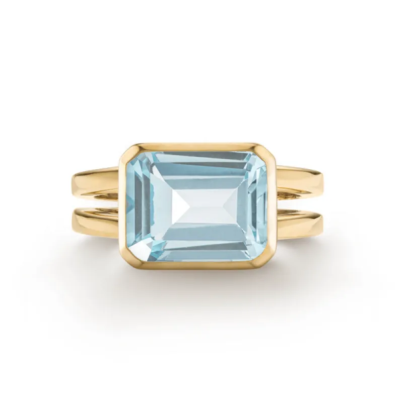 Personalized Warren Horizontal Birthstone Ring in 14k Gold sold by Haverhill