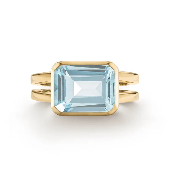 Personalized Warren Horizontal Birthstone Ring in 14k Gold sold by Haverhill