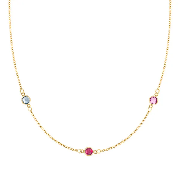Personalized Classic 3 Birthstone Necklace in 14k Gold sold by Haverhill