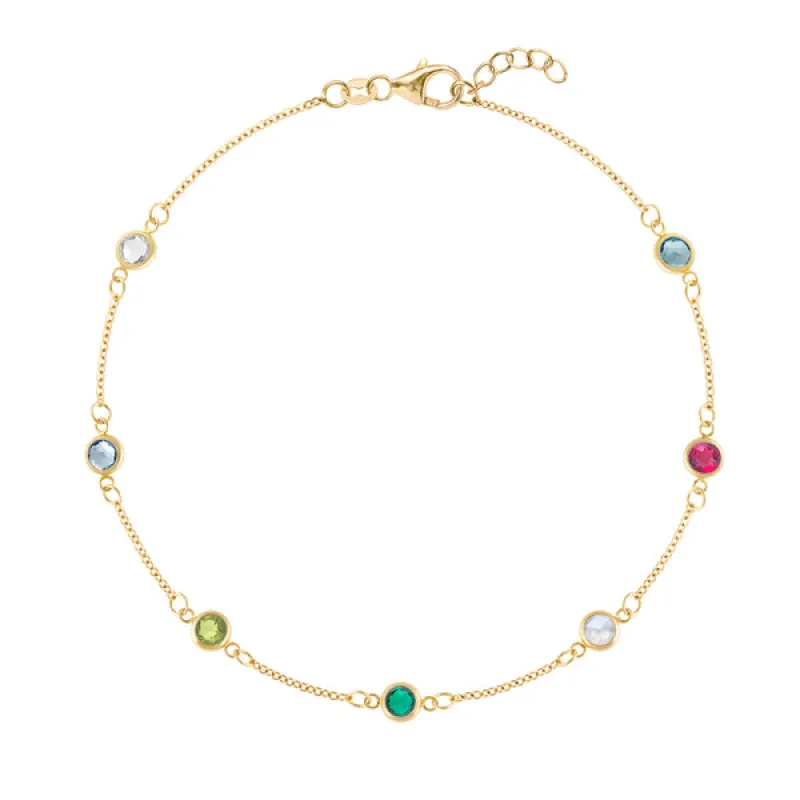 Personalized Classic 7 Birthstone Bracelet in 14k Gold sold by Haverhill