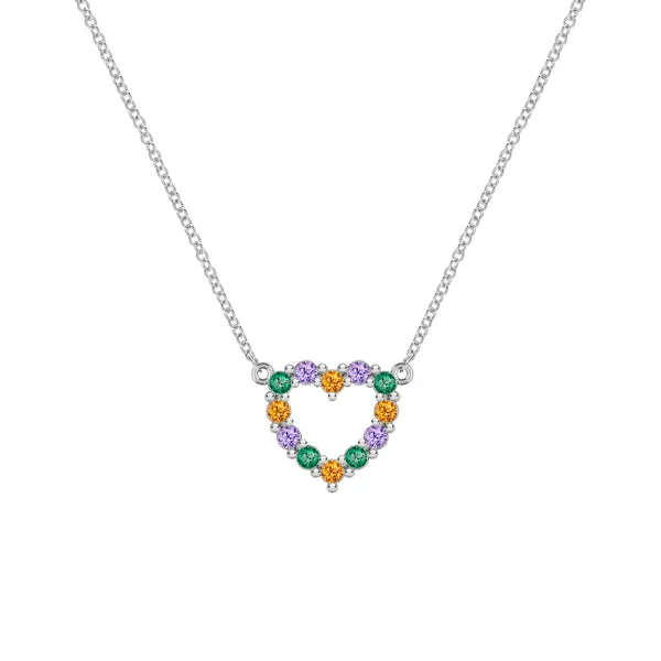Personalized Rosecliff Small Heart Birthstone Necklace in 14k Gold sold by Haverhill