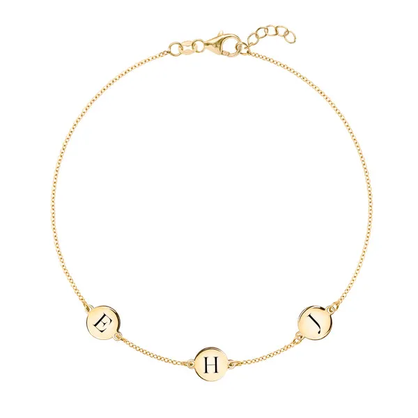 Personalized 3 Letter Bracelet in 14k Gold sold by Haverhill