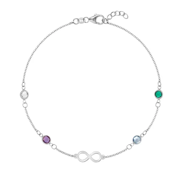 Personalized Classic Infinity & 4 Birthstone Bracelet in 14k Gold sold by Haverhill