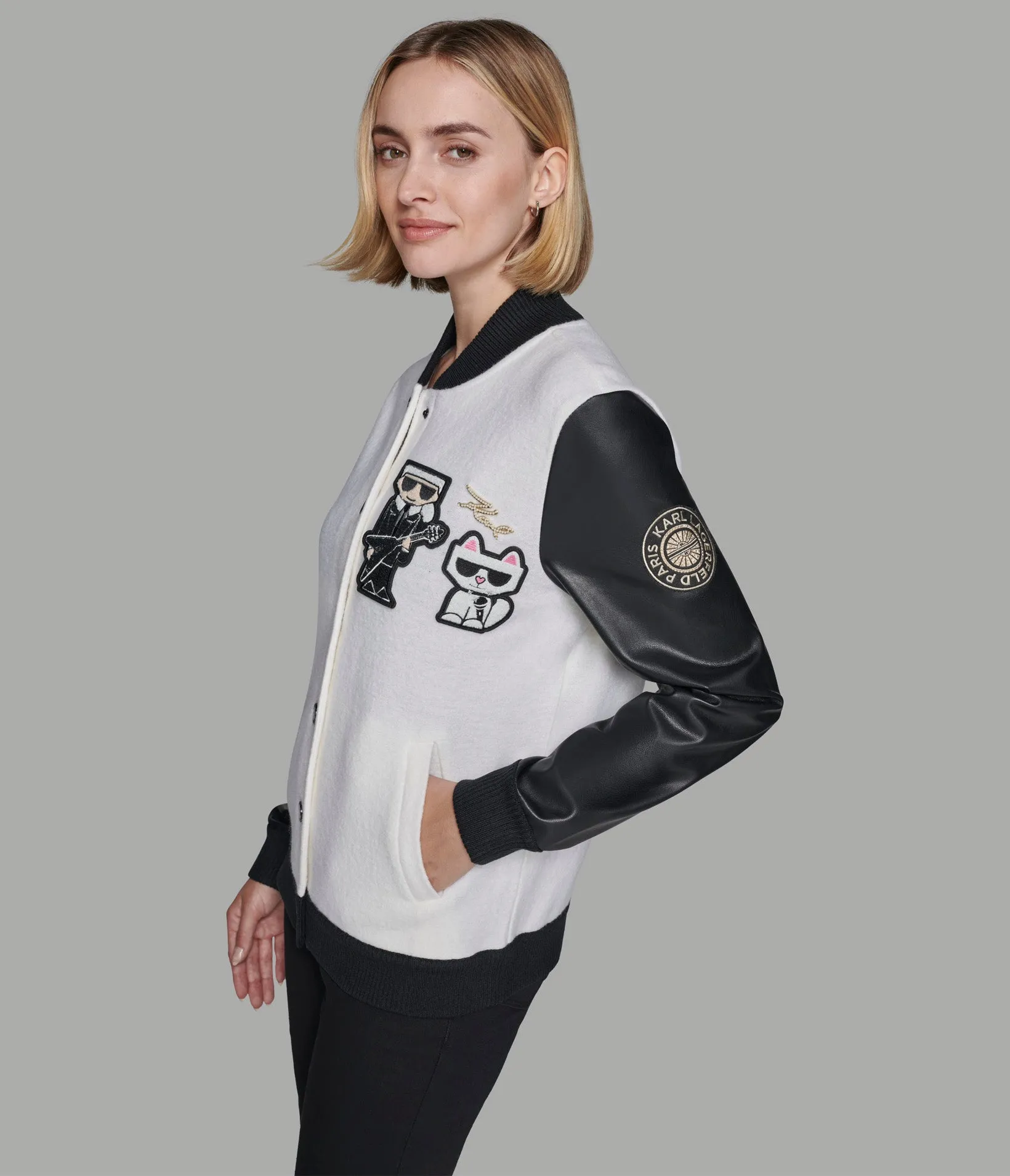 LOGO PATCH DUO VARSITY JACKET sold by Karl Lagerfeld Paris product image thumbnail 3