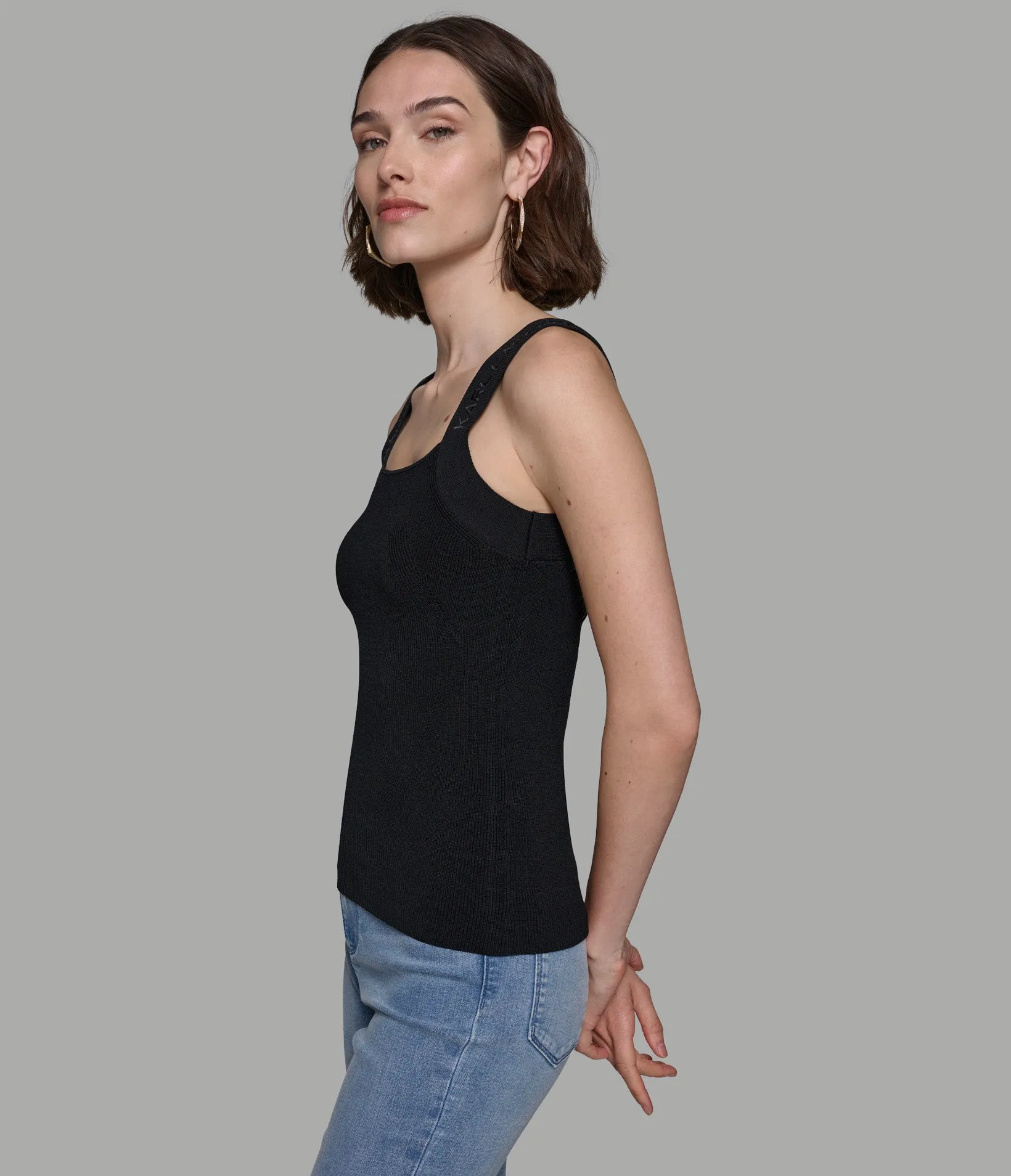 TONAL LOGO SWEATER TANK sold by Karl Lagerfeld Paris product image thumbnail 2
