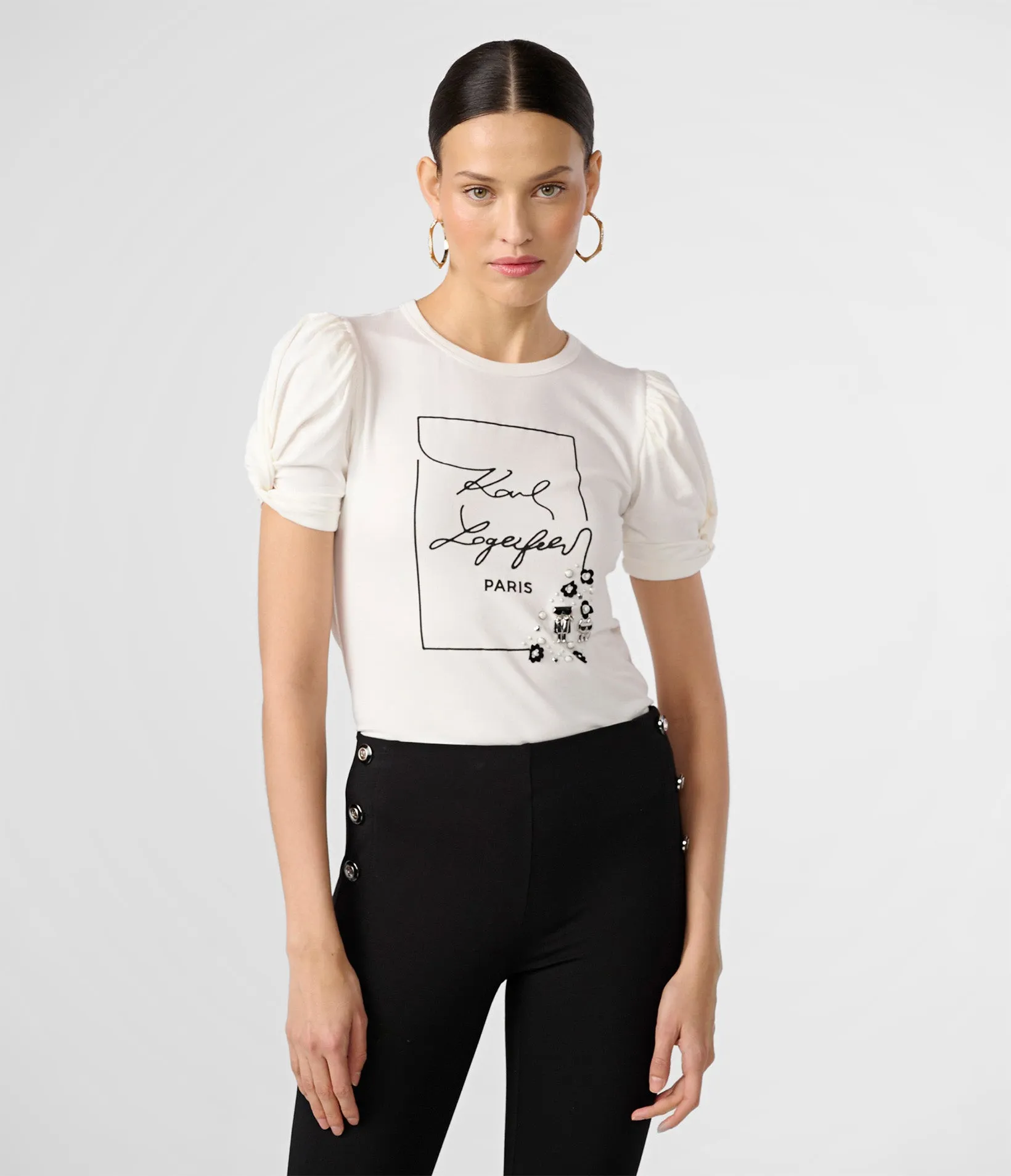 PUFF SLEEVE WHIMSY LOGO TEE sold by Karl Lagerfeld Paris product image thumbnail 5