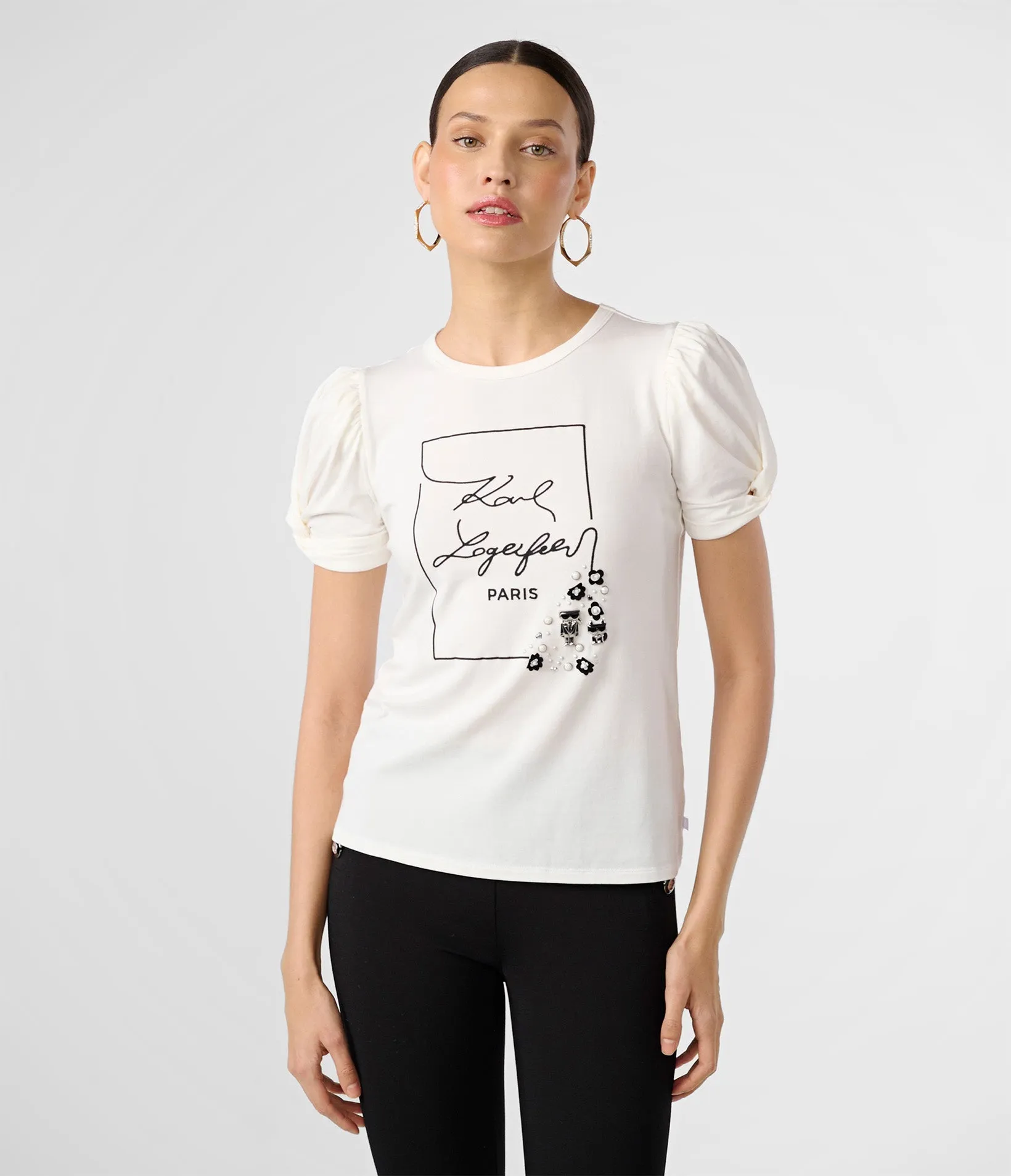 PUFF SLEEVE WHIMSY LOGO TEE sold by Karl Lagerfeld Paris