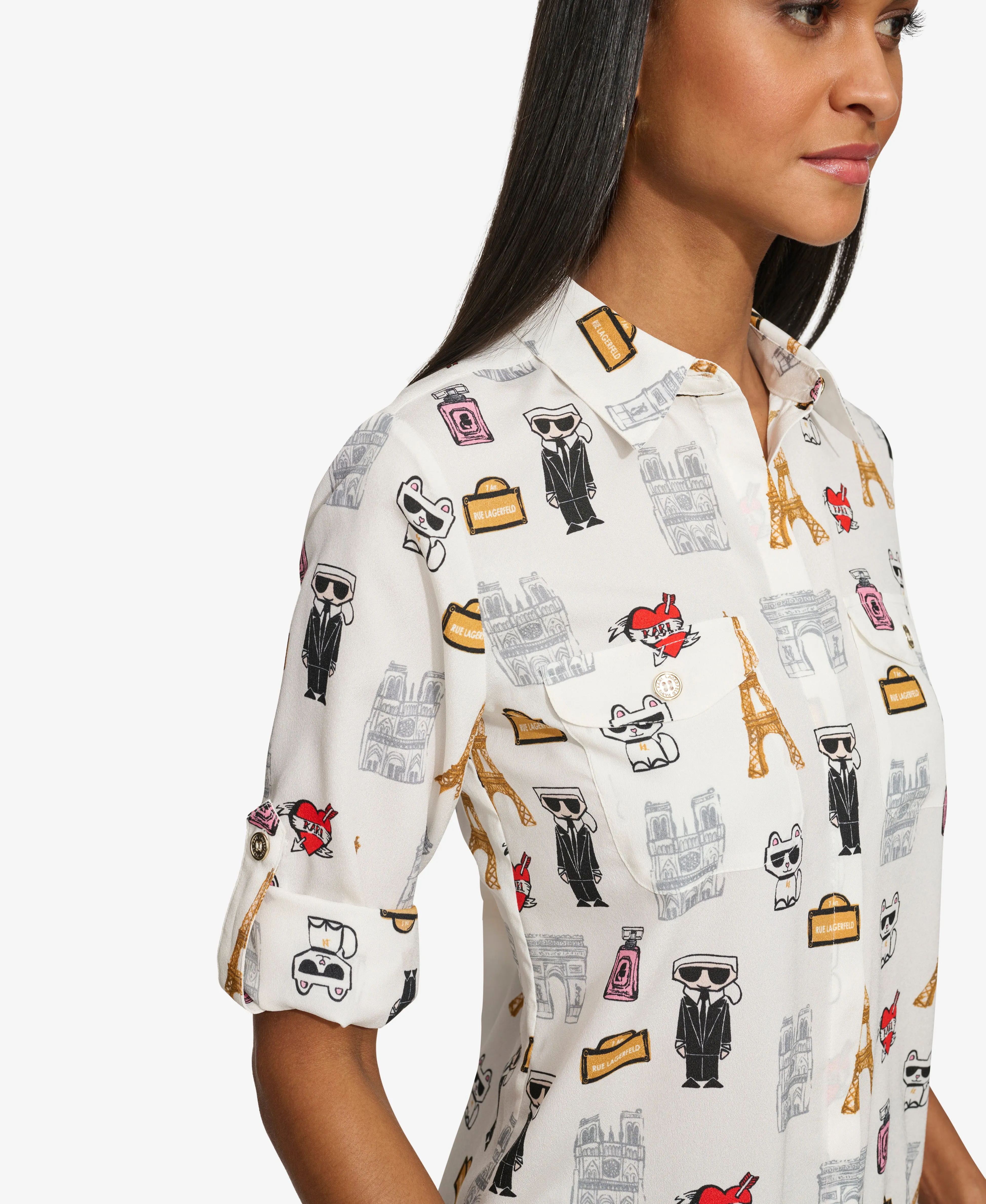 SUMMER PARIS SCENE WHIMSY BLOUSE sold by Karl Lagerfeld Paris product image thumbnail 4