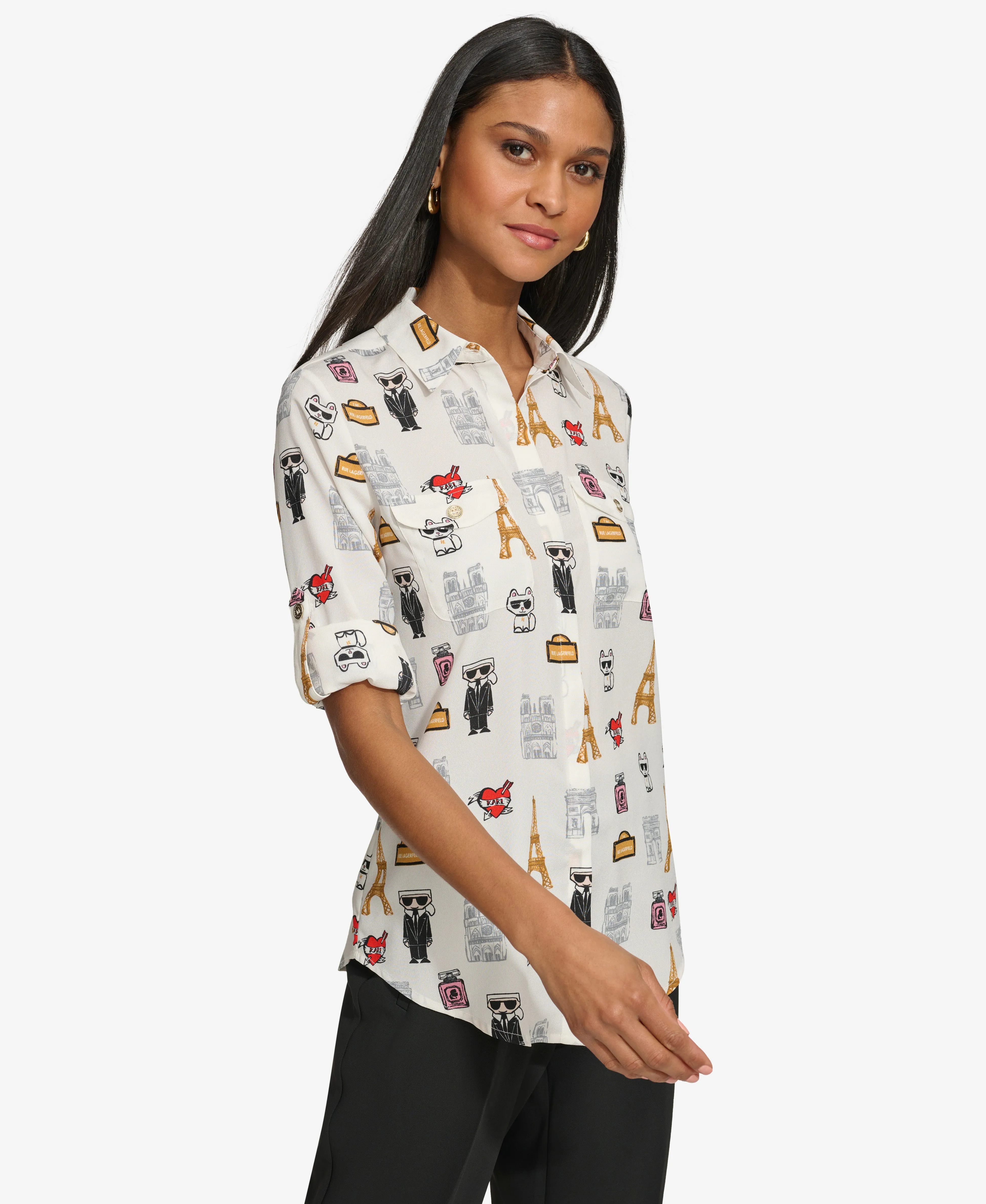 SUMMER PARIS SCENE WHIMSY BLOUSE sold by Karl Lagerfeld Paris product image thumbnail 2