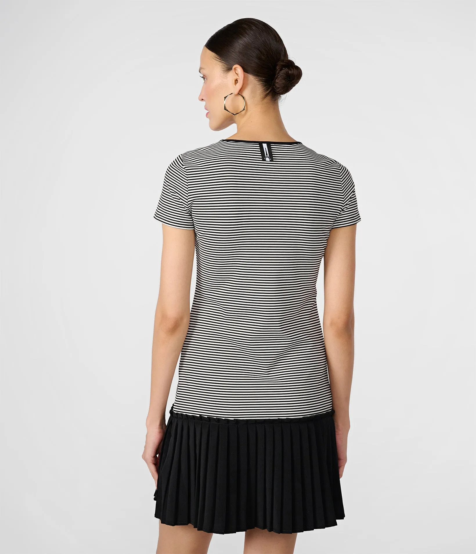 STRIPED PLEATED HEM T-SHIRT DRESS sold by Karl Lagerfeld Paris product image thumbnail 2