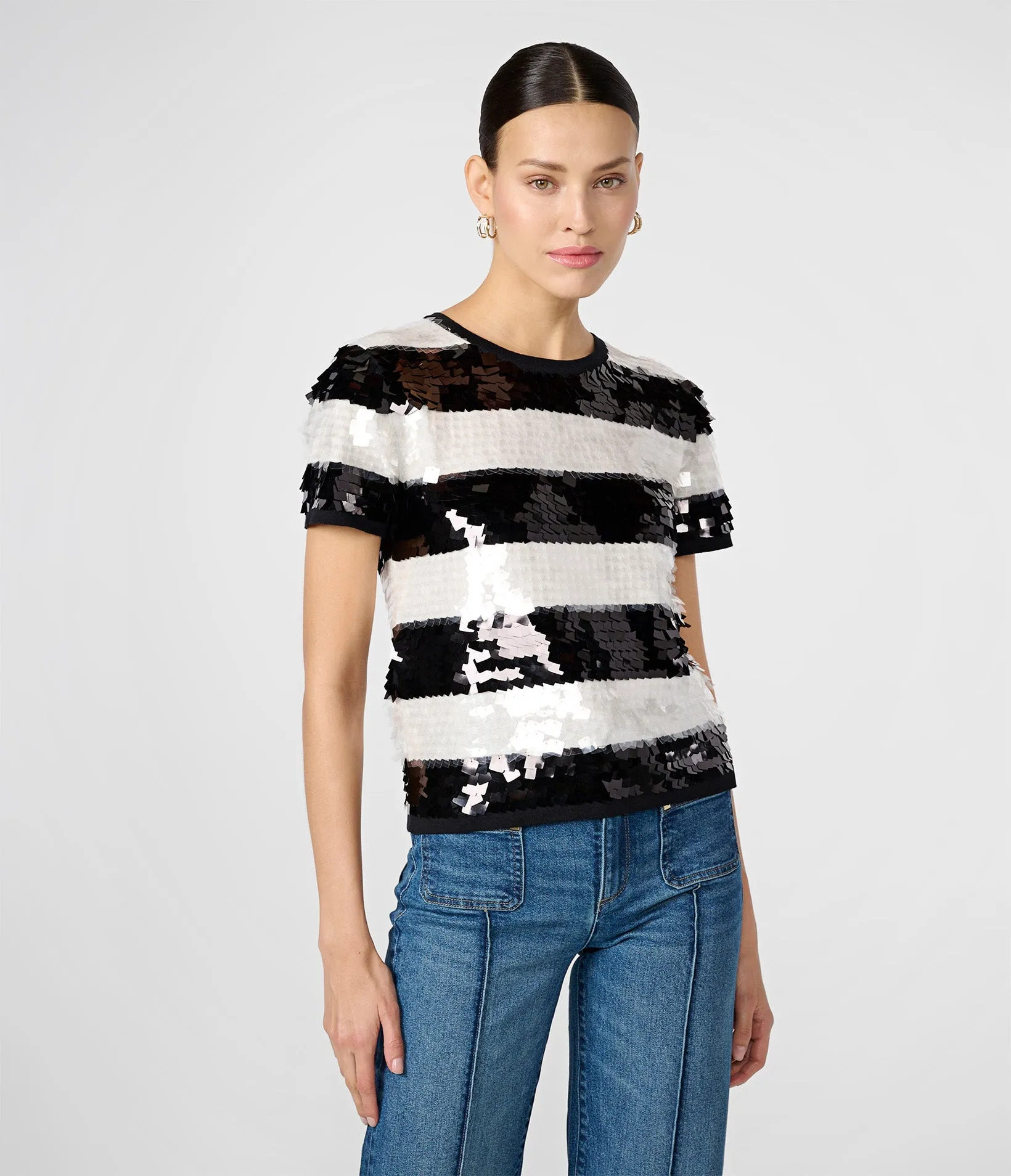 SEQUIN STRIPE SWEATER sold by Karl Lagerfeld Paris