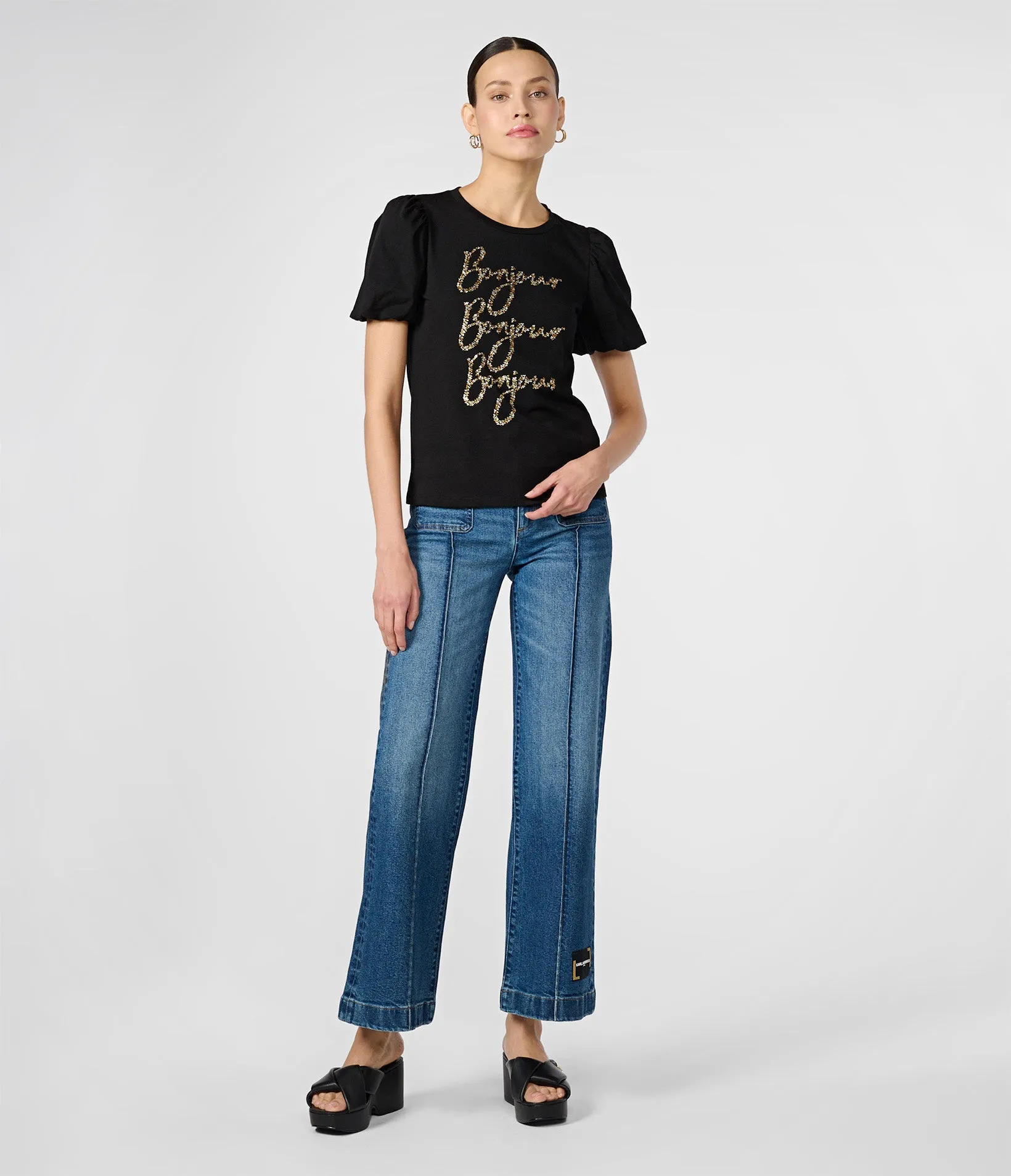 PUFF SLEEVE SEQUIN BONJOUR TEE sold by Karl Lagerfeld Paris product image thumbnail 4
