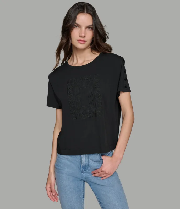 EMBROIDERED DOUBLE L TEE sold by Karl Lagerfeld Paris