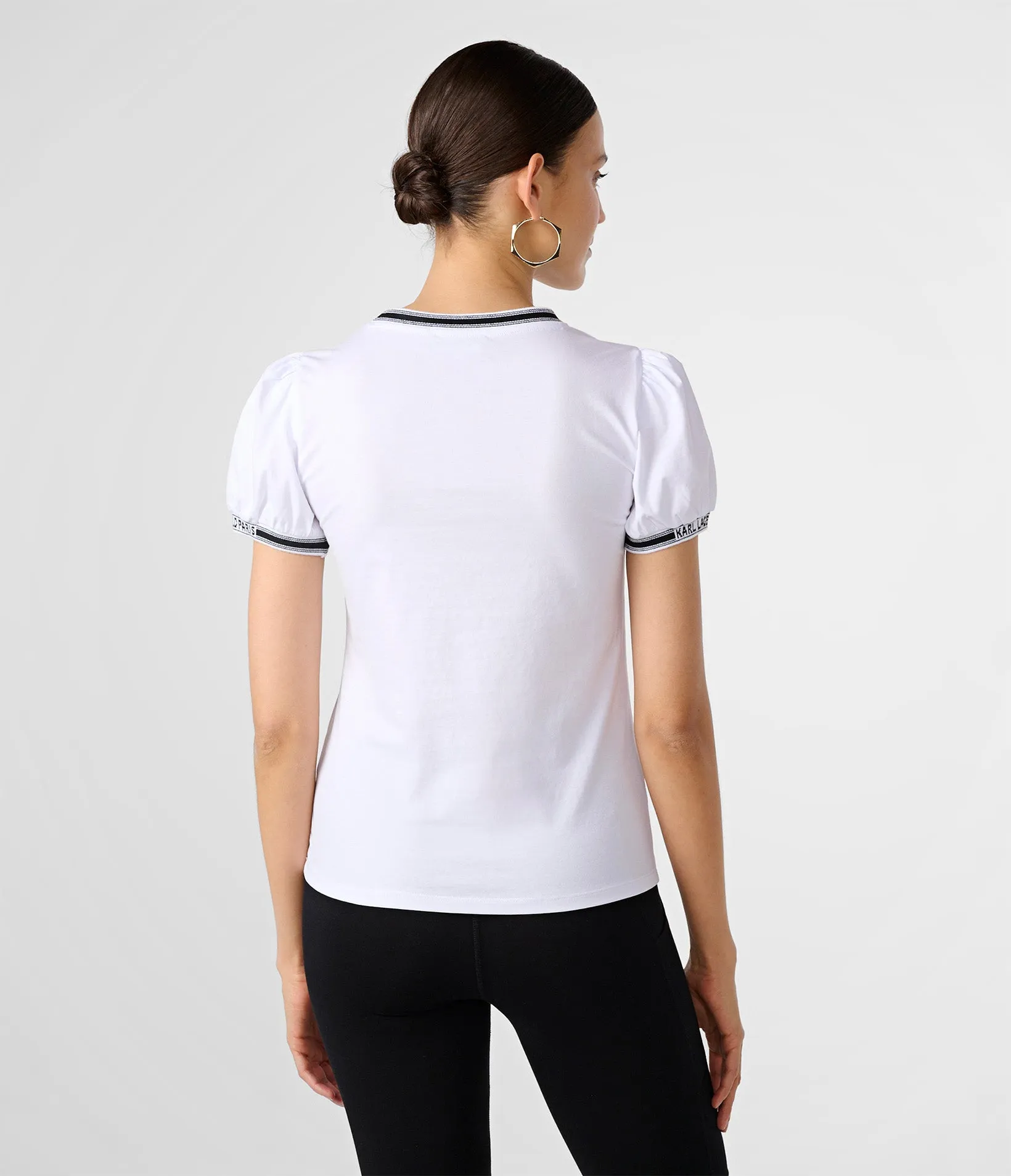 PUFF SLEEVE RIBBED TRIM TEE sold by Karl Lagerfeld Paris product image thumbnail 2