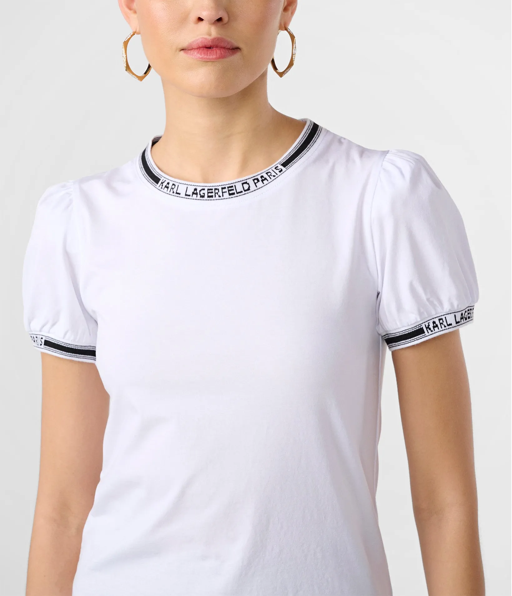 PUFF SLEEVE RIBBED TRIM TEE sold by Karl Lagerfeld Paris product image thumbnail 3