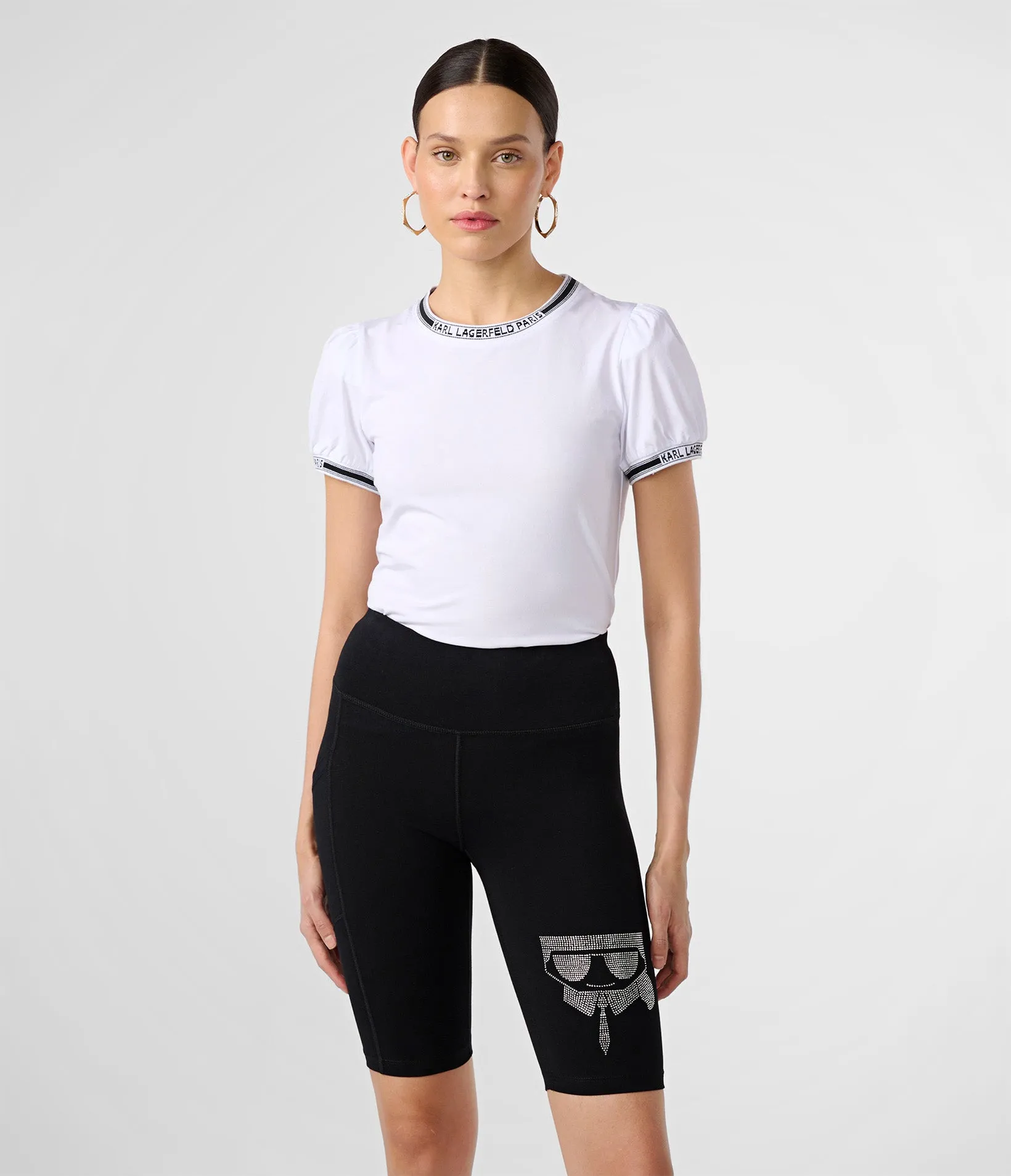 PUFF SLEEVE RIBBED TRIM TEE sold by Karl Lagerfeld Paris product image thumbnail 5
