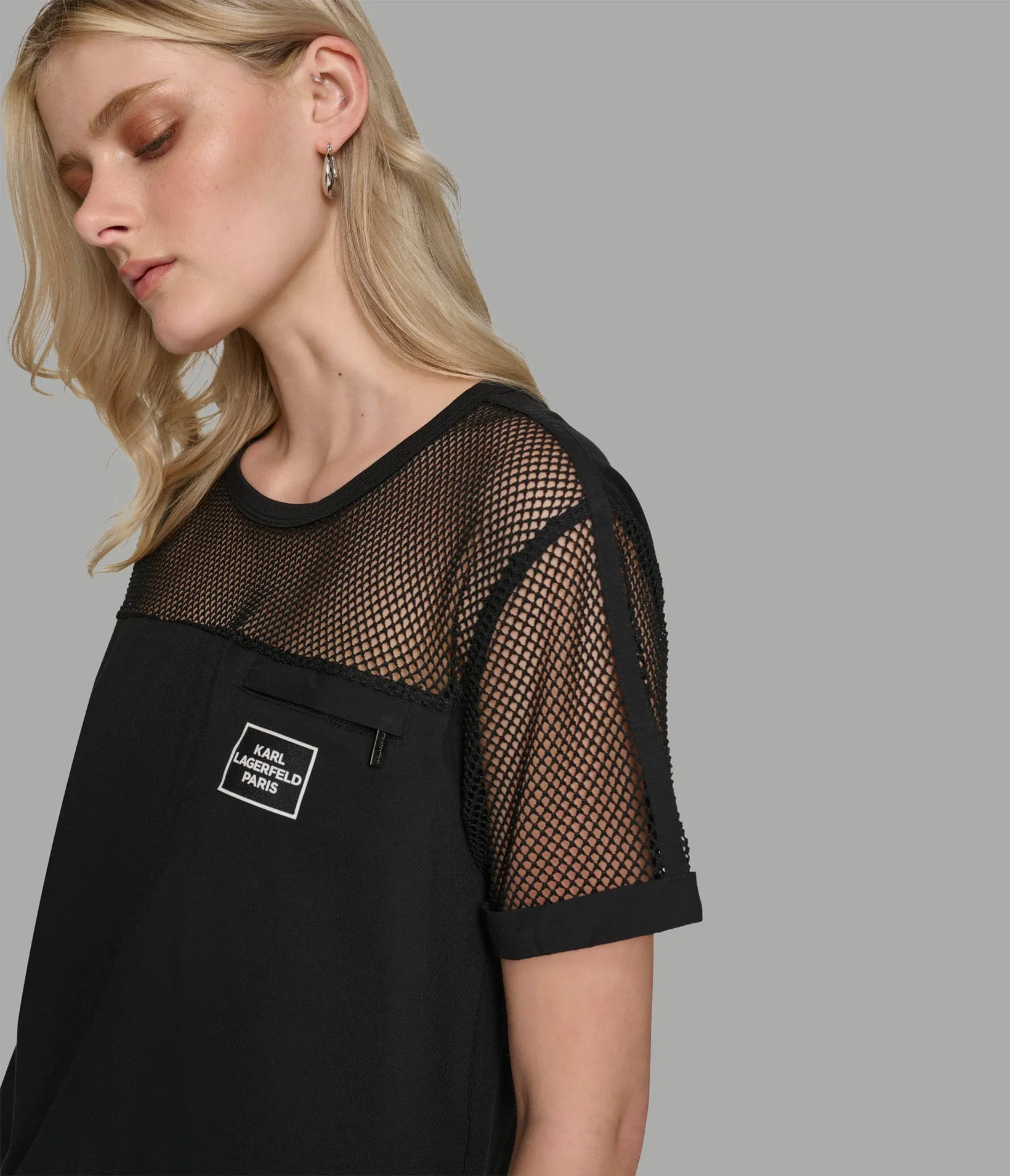 SHORT SLEEVE MESH TOP sold by Karl Lagerfeld Paris product image thumbnail 5