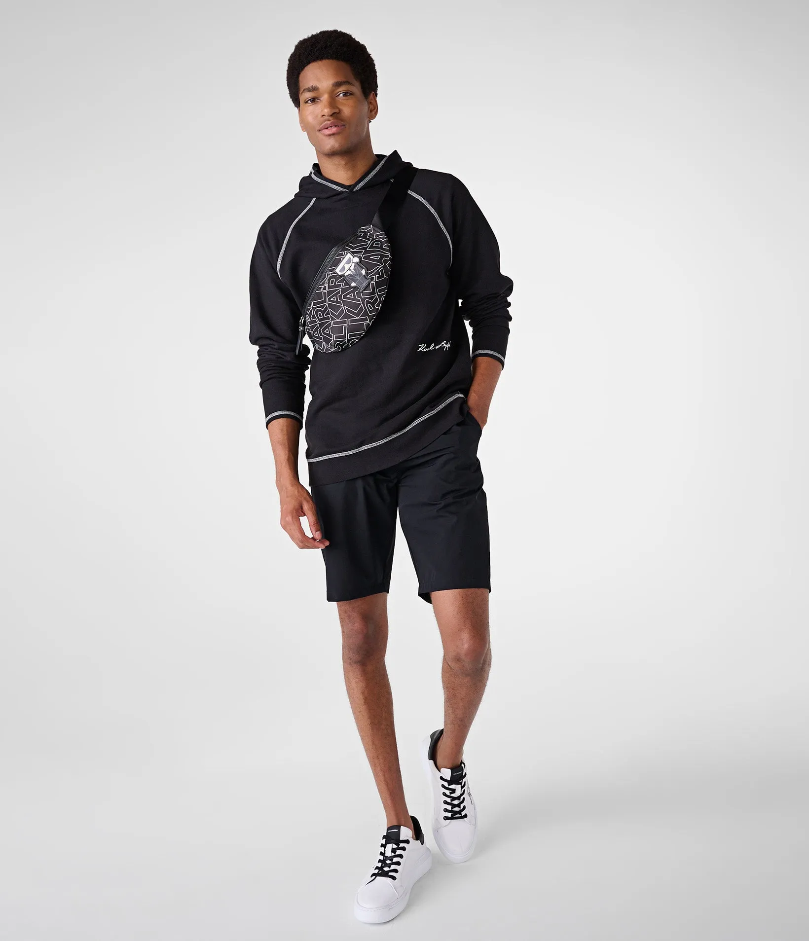 CONTRAST STITCHING RAGLAN SLEEVE HOODIE sold by Karl Lagerfeld Paris product image thumbnail 4