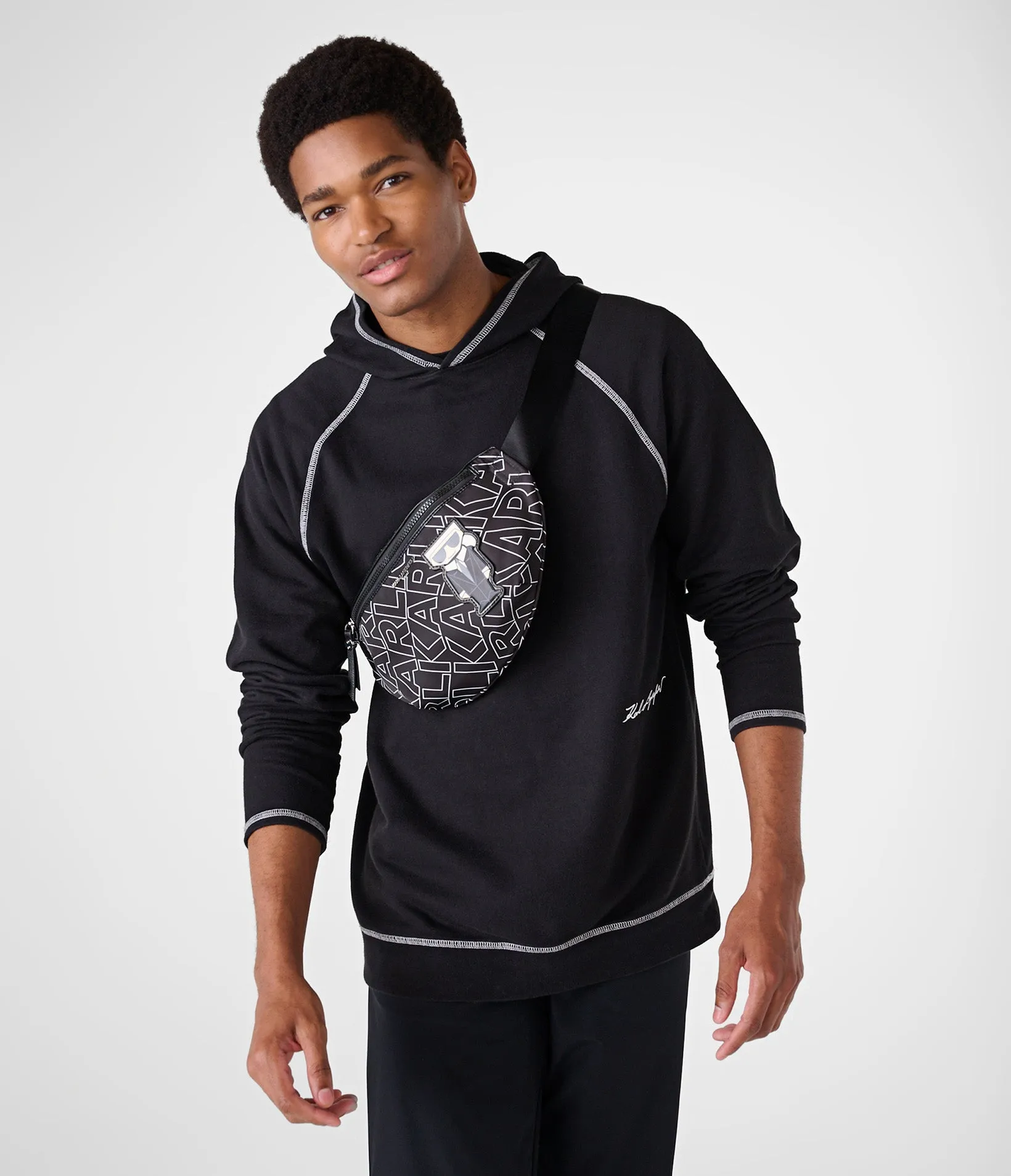CONTRAST STITCHING RAGLAN SLEEVE HOODIE sold by Karl Lagerfeld Paris product image thumbnail 5