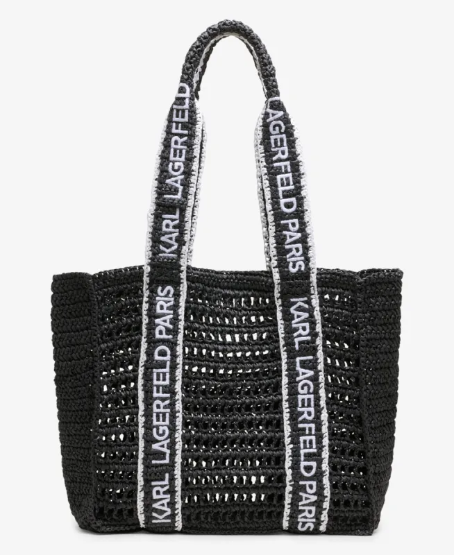 ANTIBES STRAW LOGO STRAP TOTE sold by Karl Lagerfeld Paris