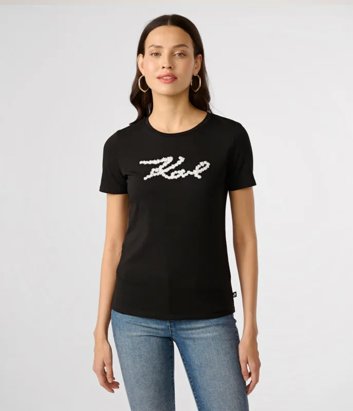 CONTRAST DAISIES LOGO TEE sold by Karl Lagerfeld Paris