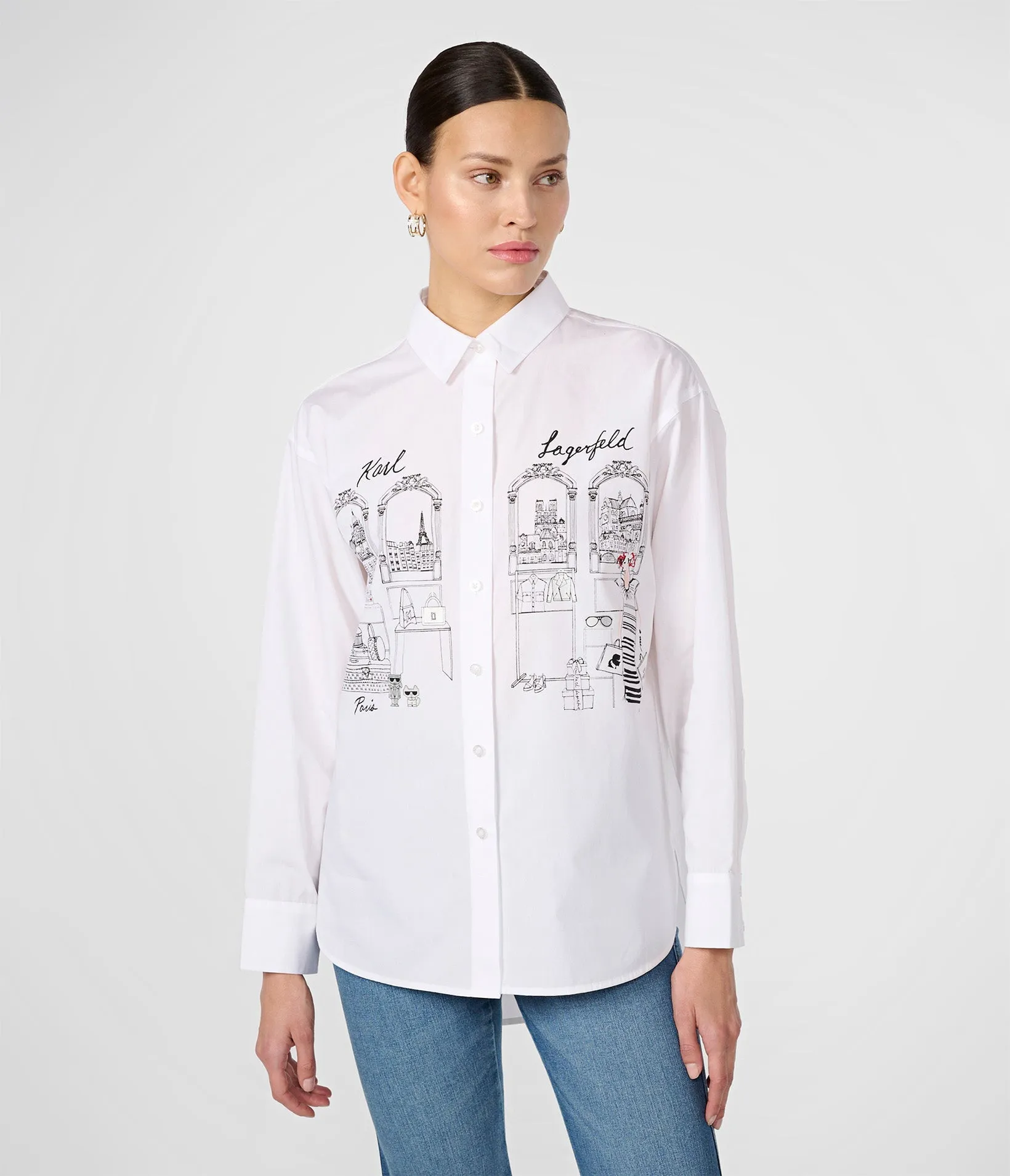 WHITE SHIRT WITH PARIS BOUTIQUE SCENE sold by Karl Lagerfeld Paris