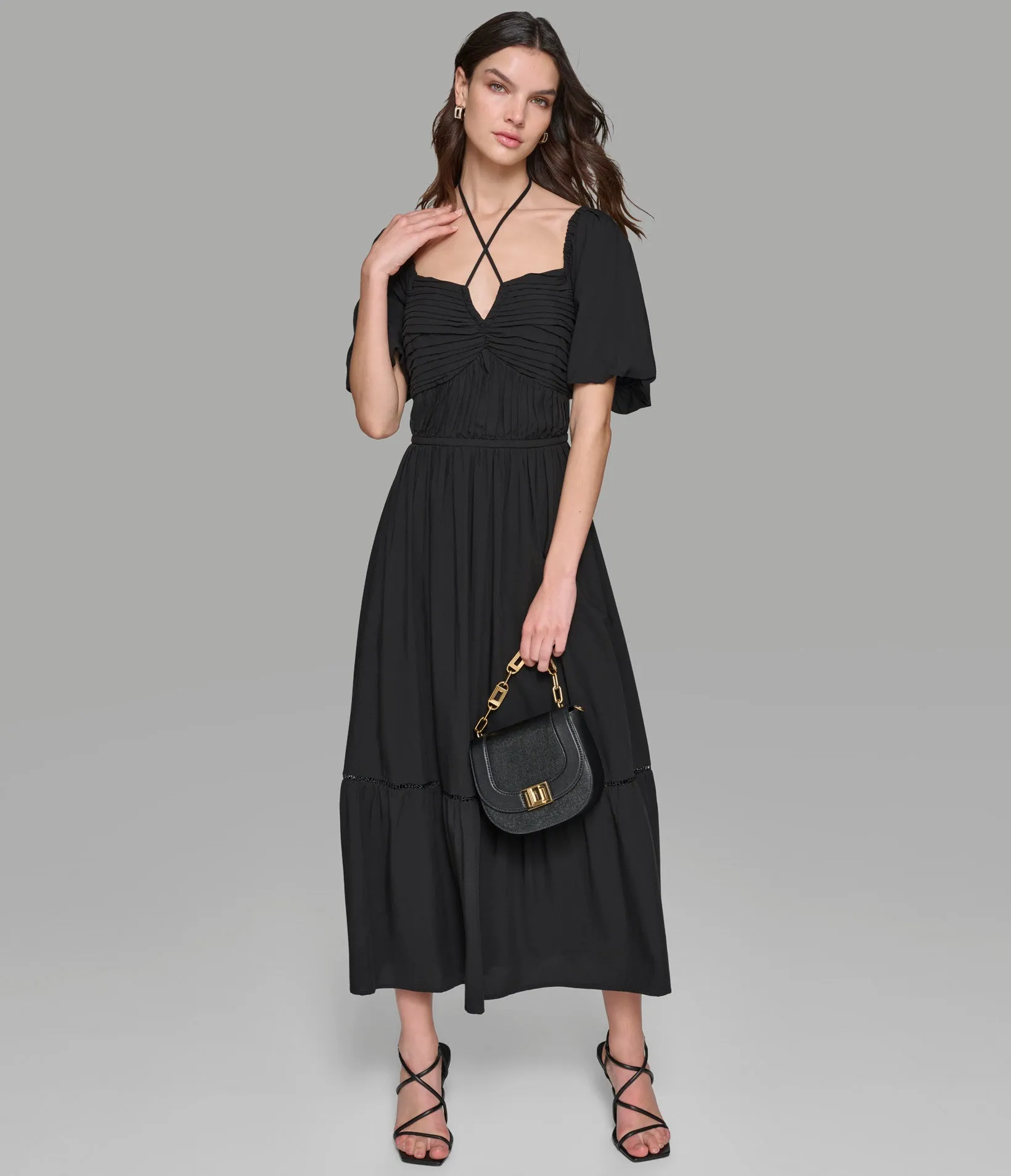 SHORT SLEEVED TIERED MAXI DRESS sold by Karl Lagerfeld Paris product image thumbnail 5